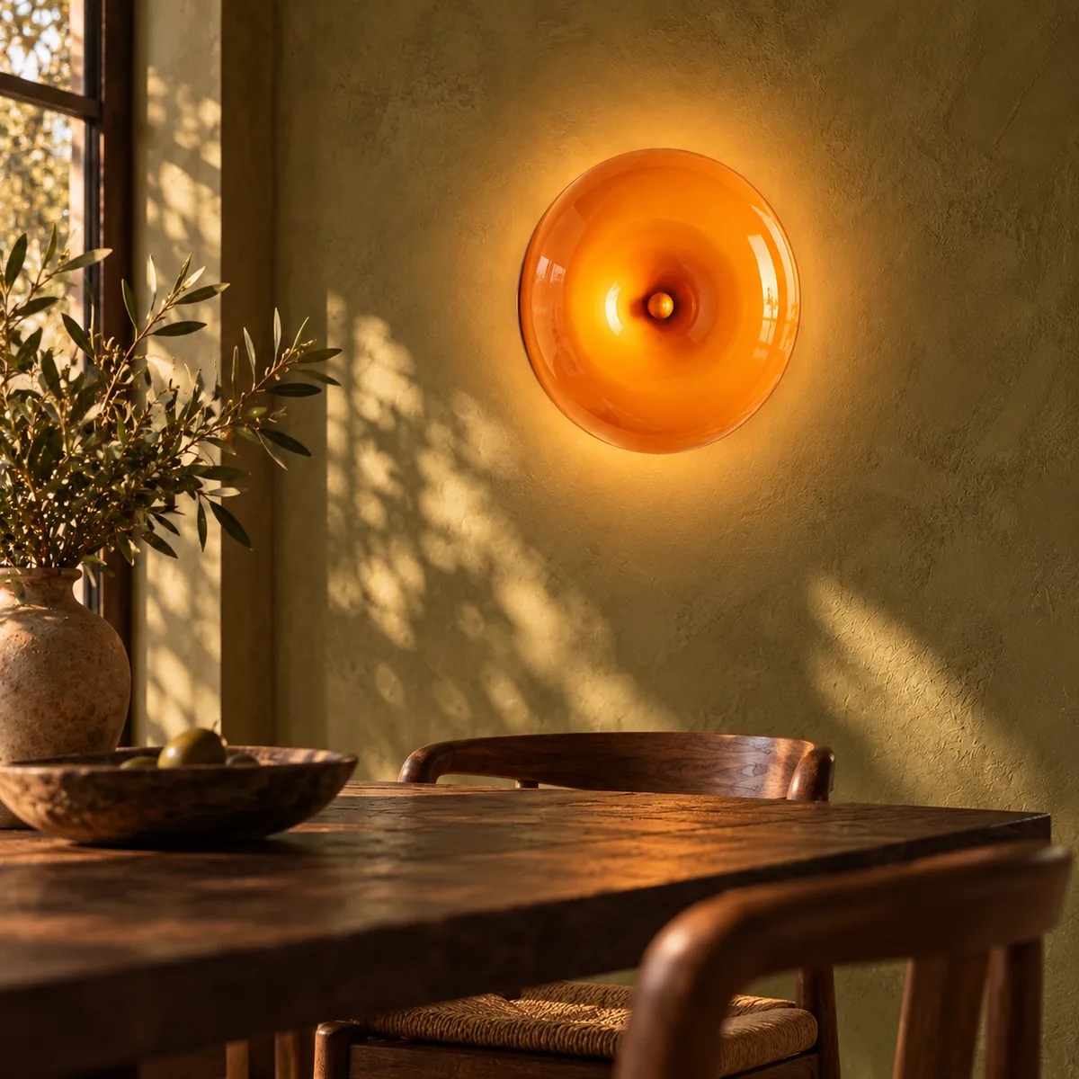 Glass Disc, Iron Frame, Wall or Cord