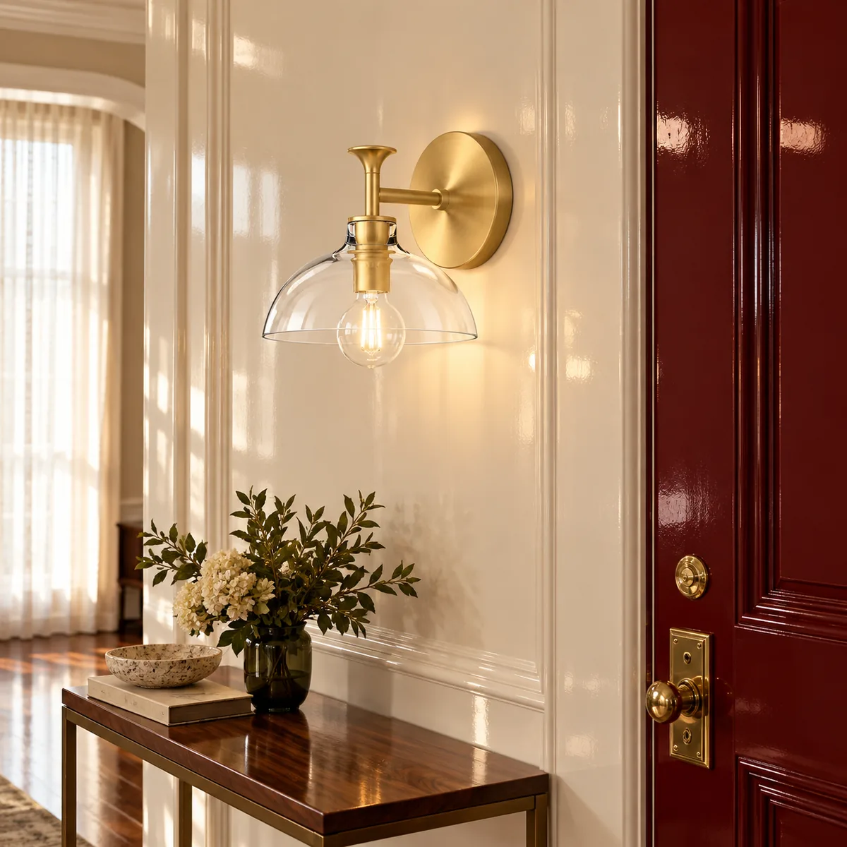 Plate, Bar, and Clear Glass Domes
