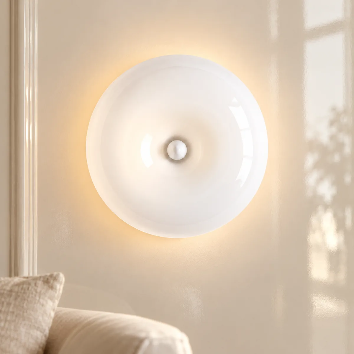 Glass Disc, Iron Frame, Wall or Cord