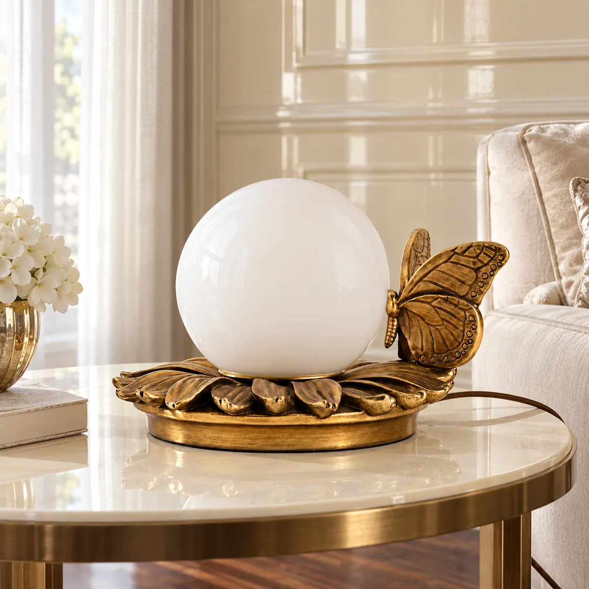 Leaf Base, Globe Shade, Cast Butterfly