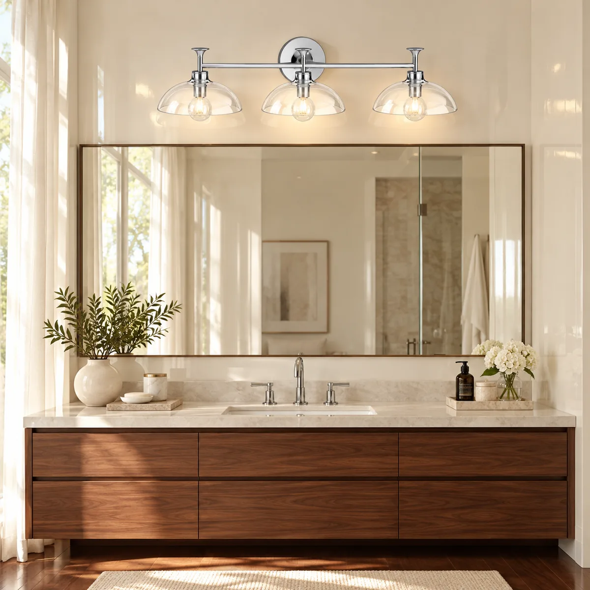 Plate, Bar, and Clear Glass Domes