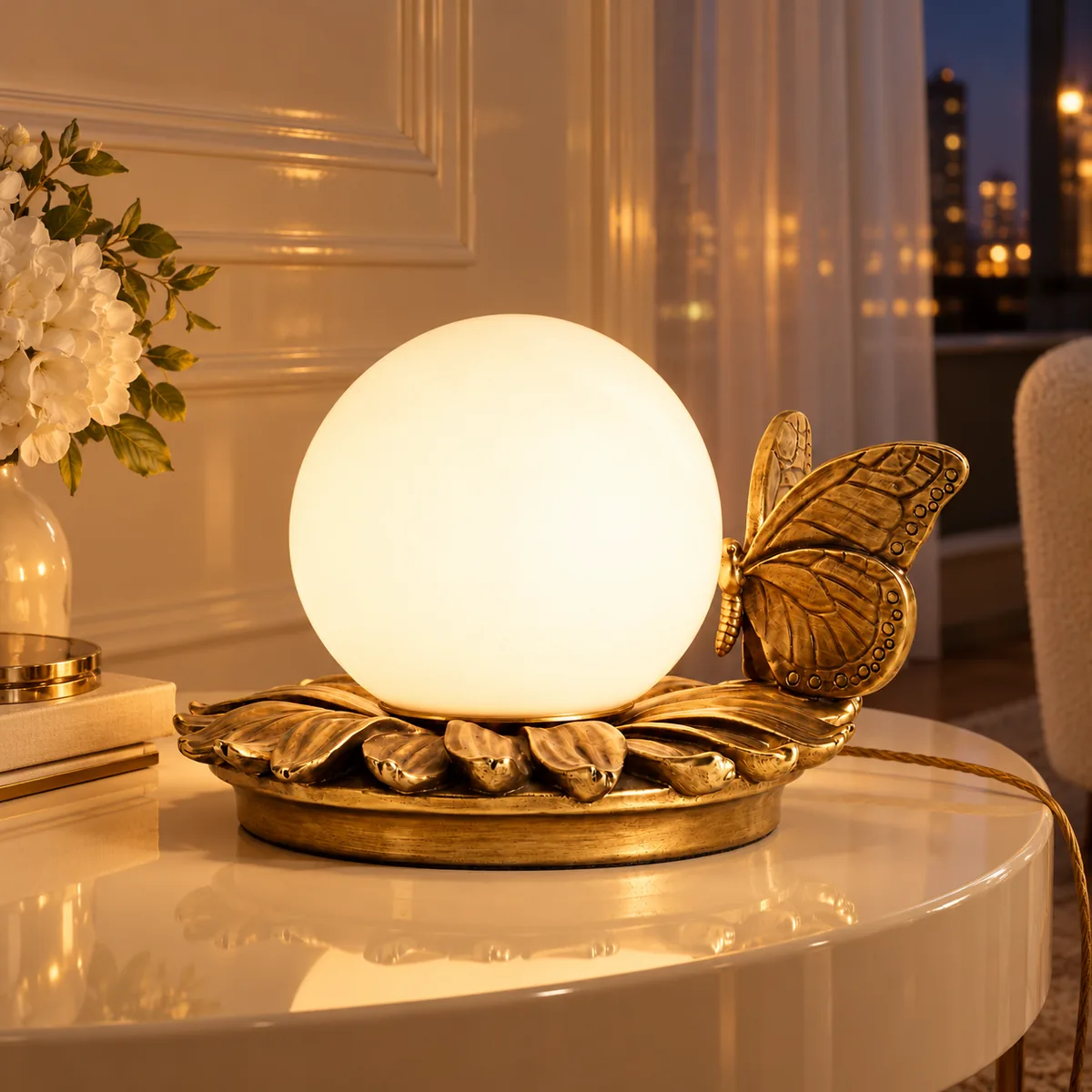 Leaf Base, Globe Shade, Cast Butterfly
