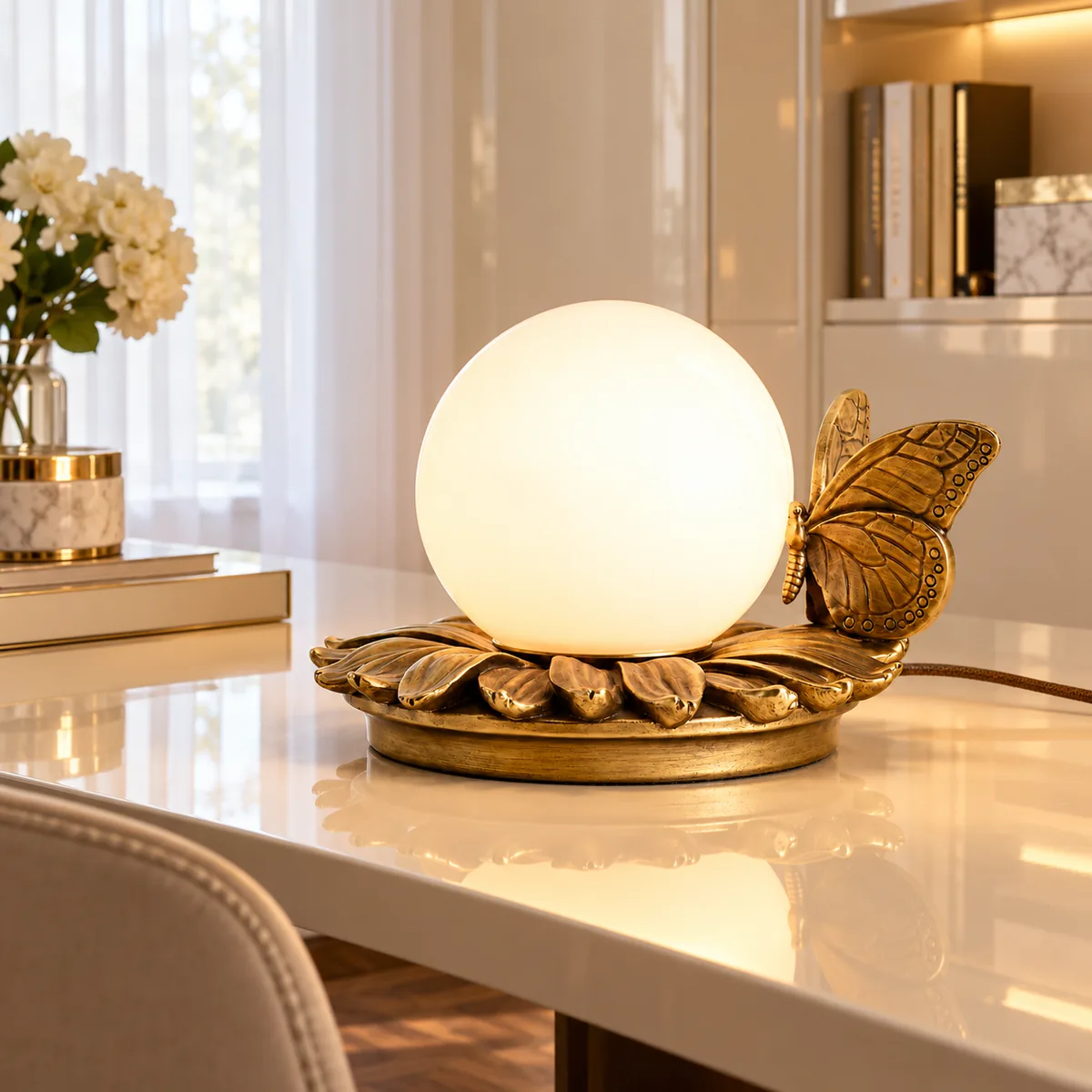 Leaf Base, Globe Shade, Cast Butterfly