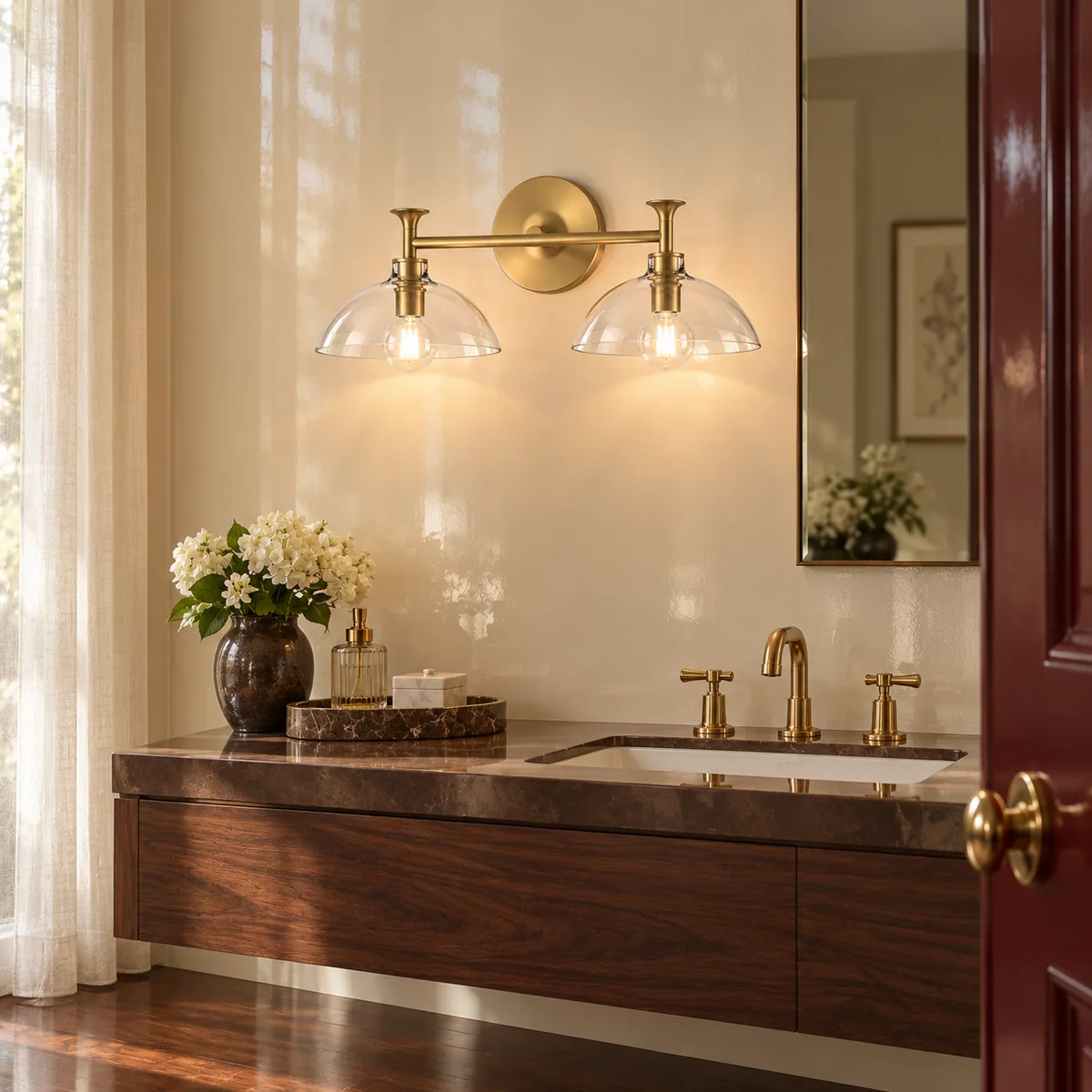 Plate, Bar, and Clear Glass Domes