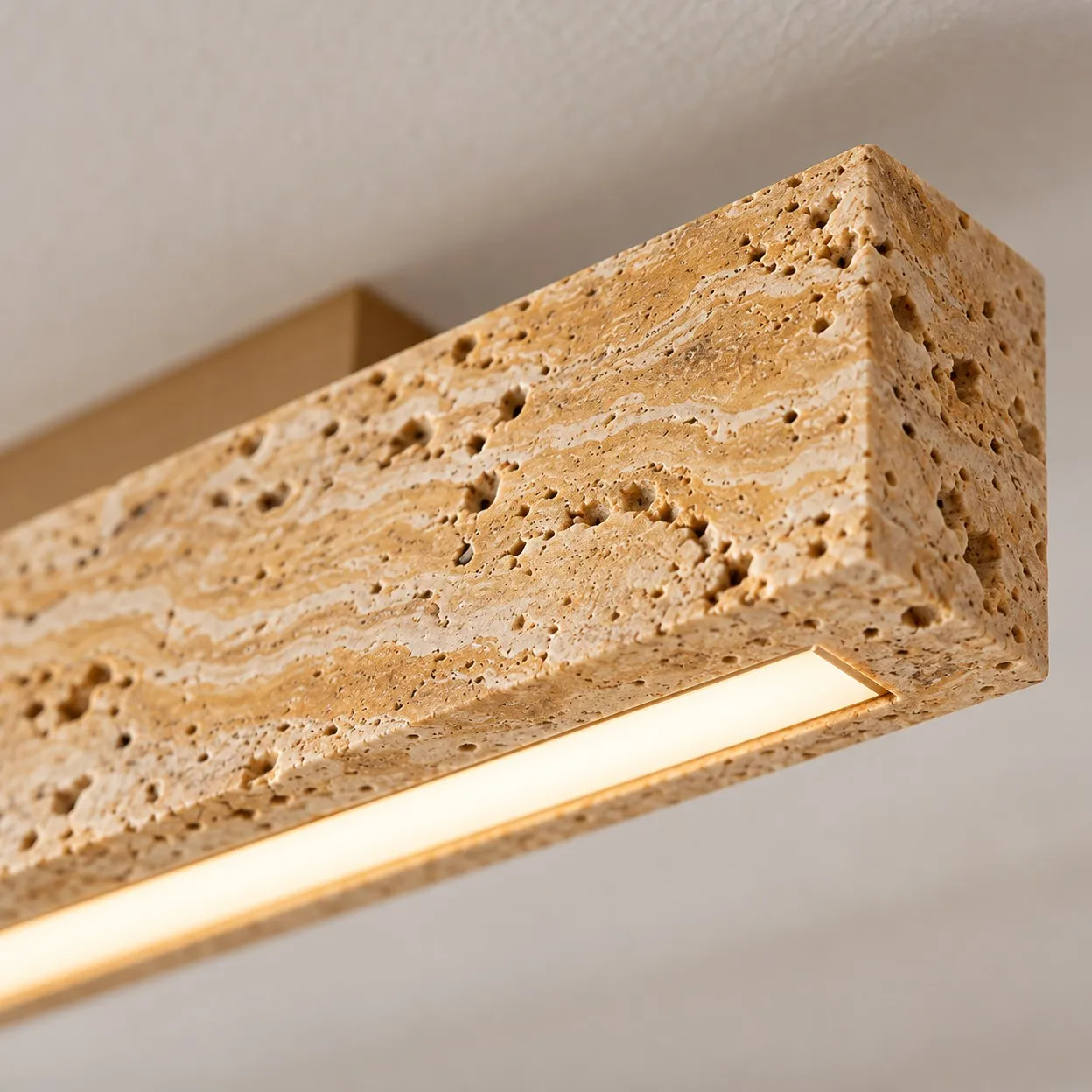 Honey travertine close-up