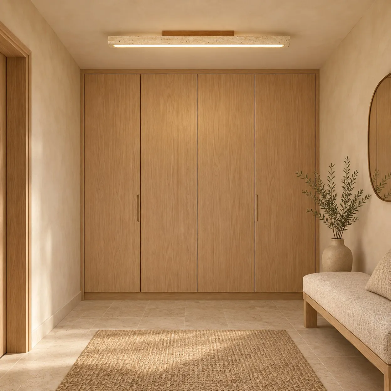 Cloakroom with one stone linear ceiling light