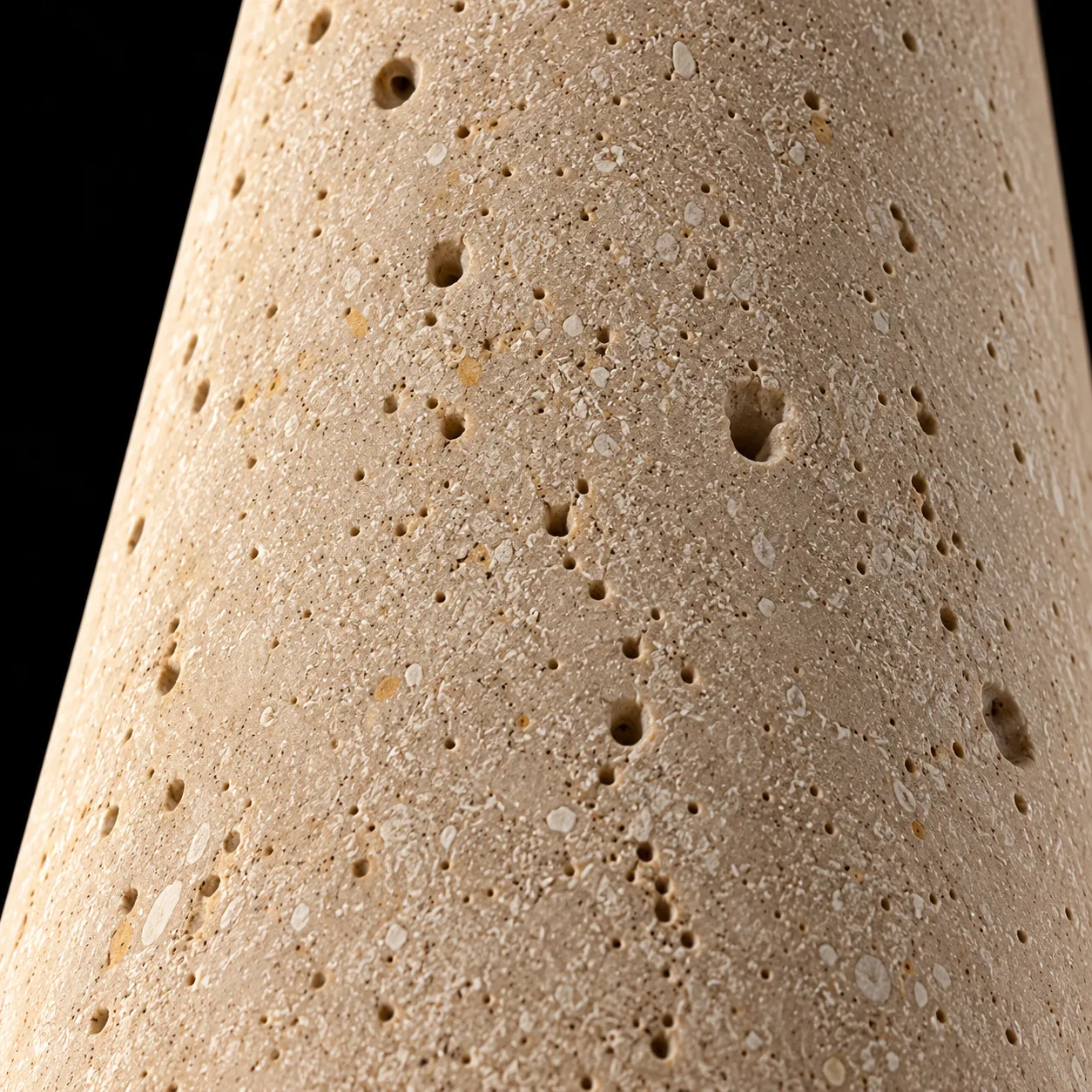 Close view of the yellow travertine surface