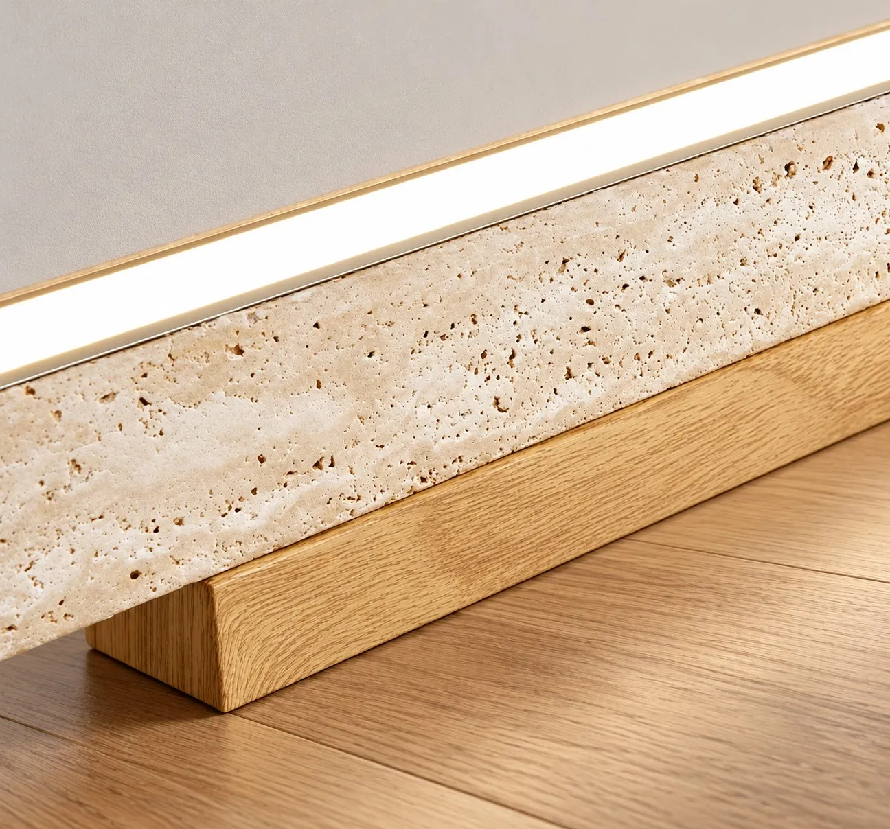 Oak block under the stone bar