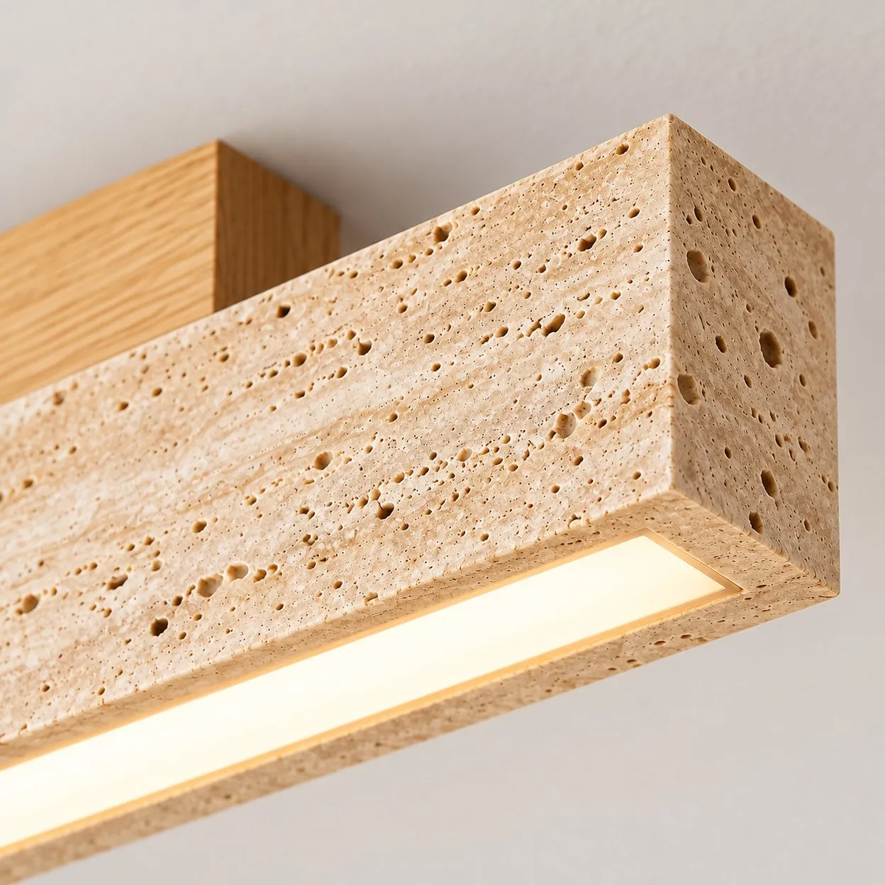 Travertine end and light slot