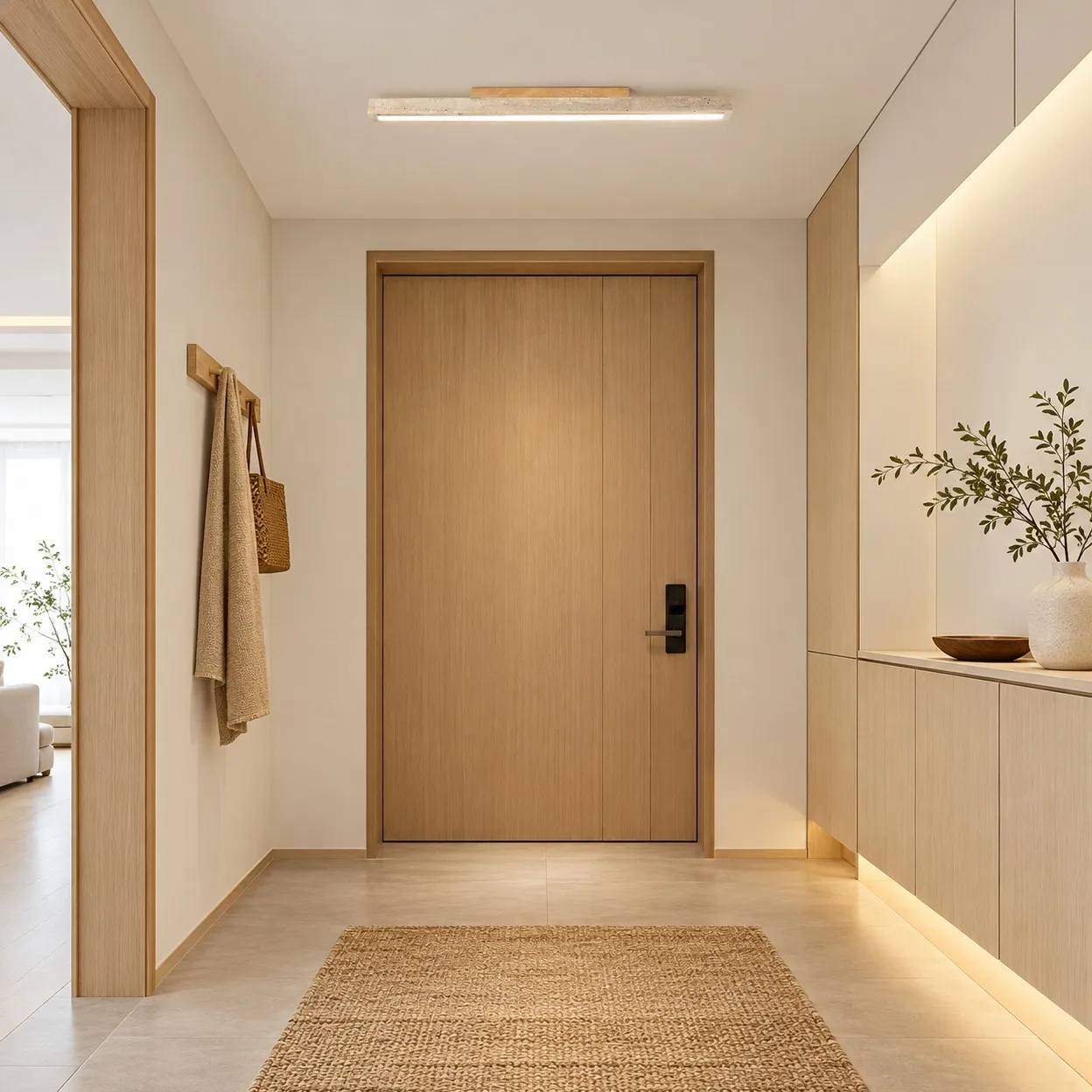 Entry with one stone linear ceiling light